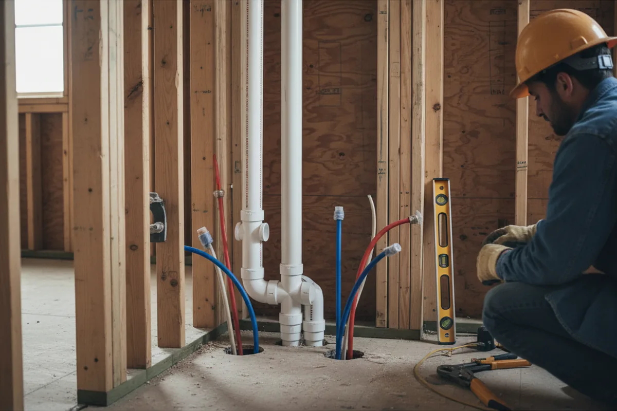 Drain and supply rough-in during Drain Cleaning in Rosenberg