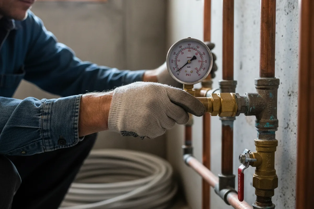 Pressure testing a repaired line during Water Line Repair in Rosenberg